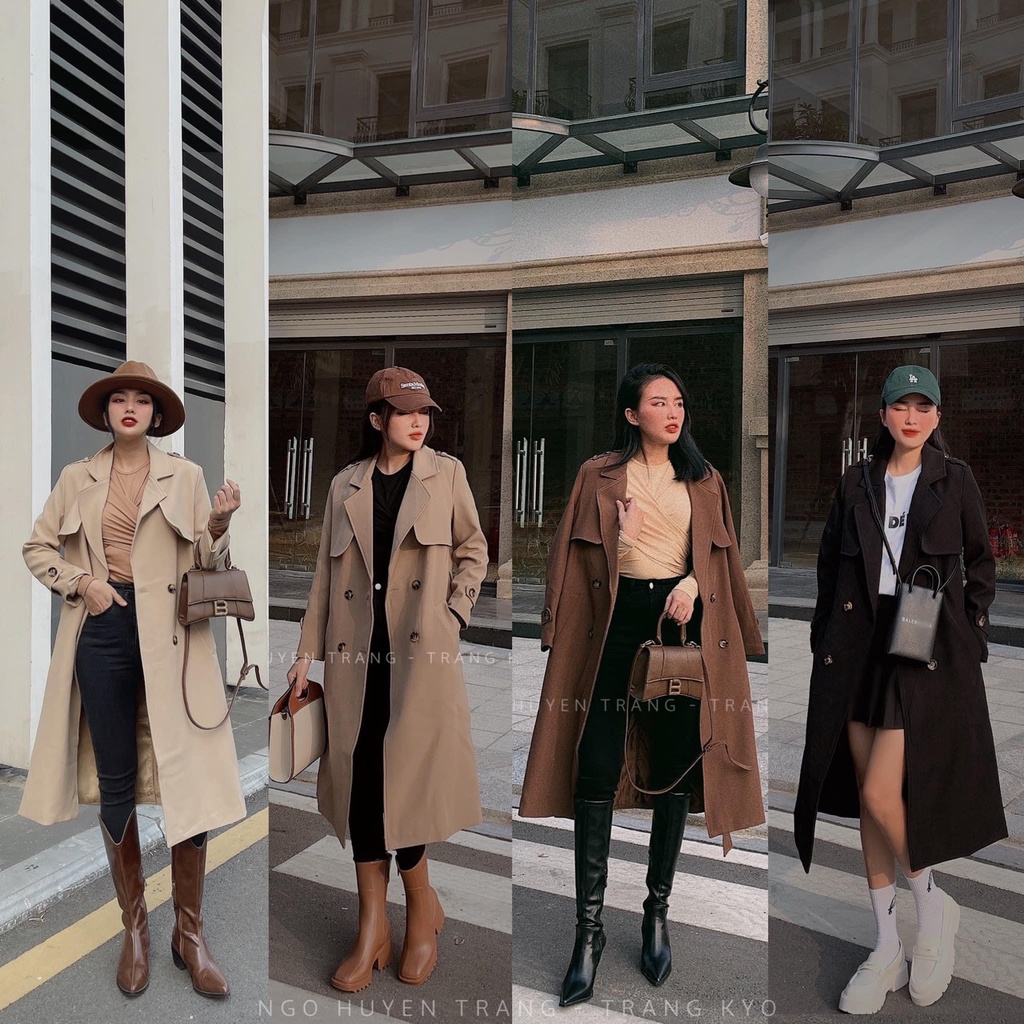 Áo măng to ( Manto ) dáng dài cổ 2 ve kèm đai chất kaki dày dặn hàng QC cao cấp loại 1 - Ảnh chính chủ Ngô Huyền Trang