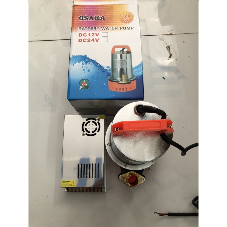 Máy Bơm Nước Chìm OSAKA Lưu Lượng Lớn Inox 12V 180W 80L kèm nguồn tổ ong 12v20a