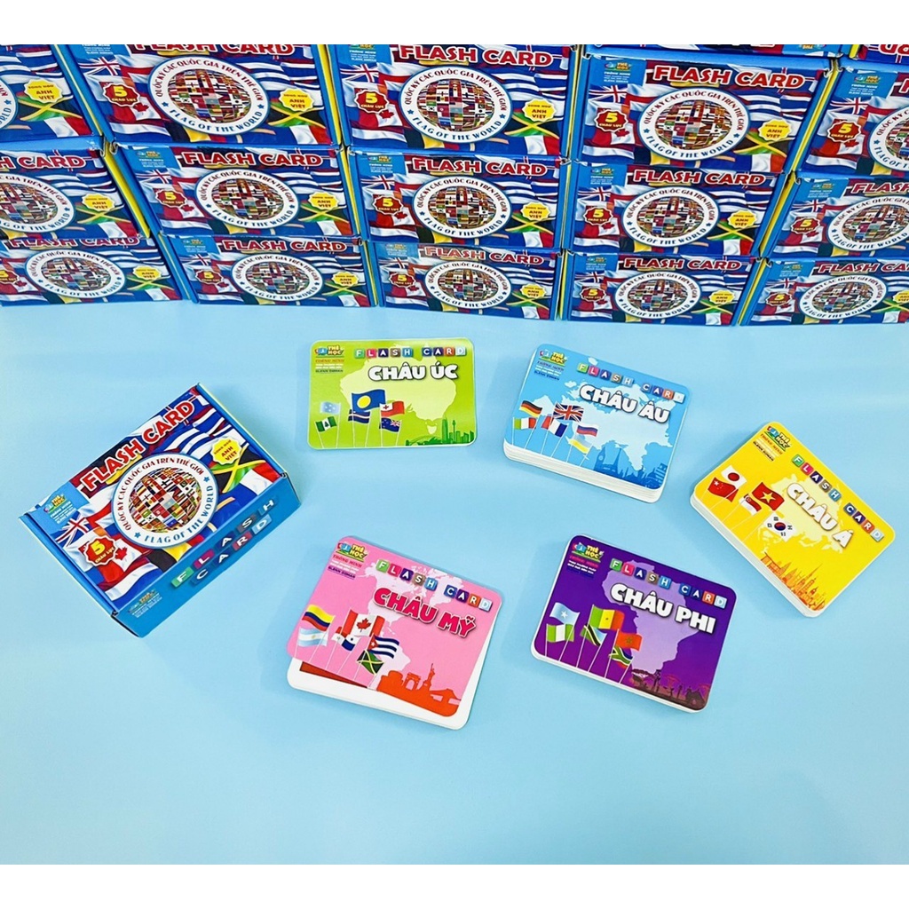 Thẻ Quốc Kỳ Thẻ Học Song Ngữ Cho Bé Gồm 180 Thẻ Các Nước Trên Thế Giới - Flashcard