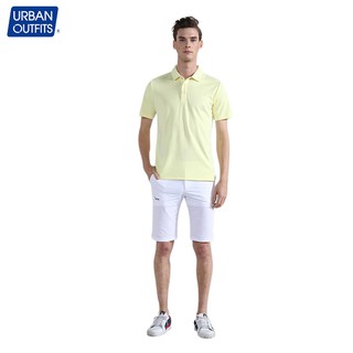 Áo Thun Nam Có Cổ URBAN OUTFITS Ngắn Tay Cổ Bẻ Basic Cá Sấu Cotton Unisex Màu Vàng Nhạt PLR01LYE