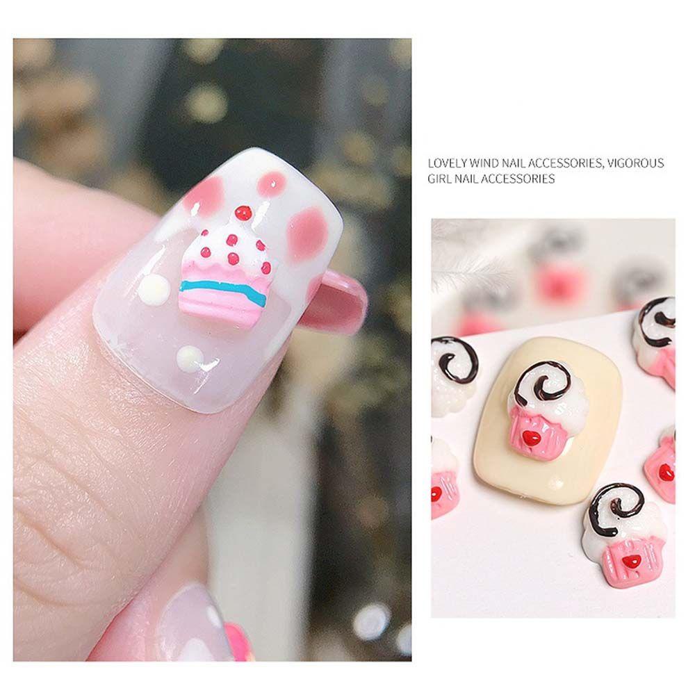 TWINKLE Phụ Kiện Trang Trí Móng Tay Hình Que Kem / Trái Tim / Bánh Donut Dễ Thương DIY