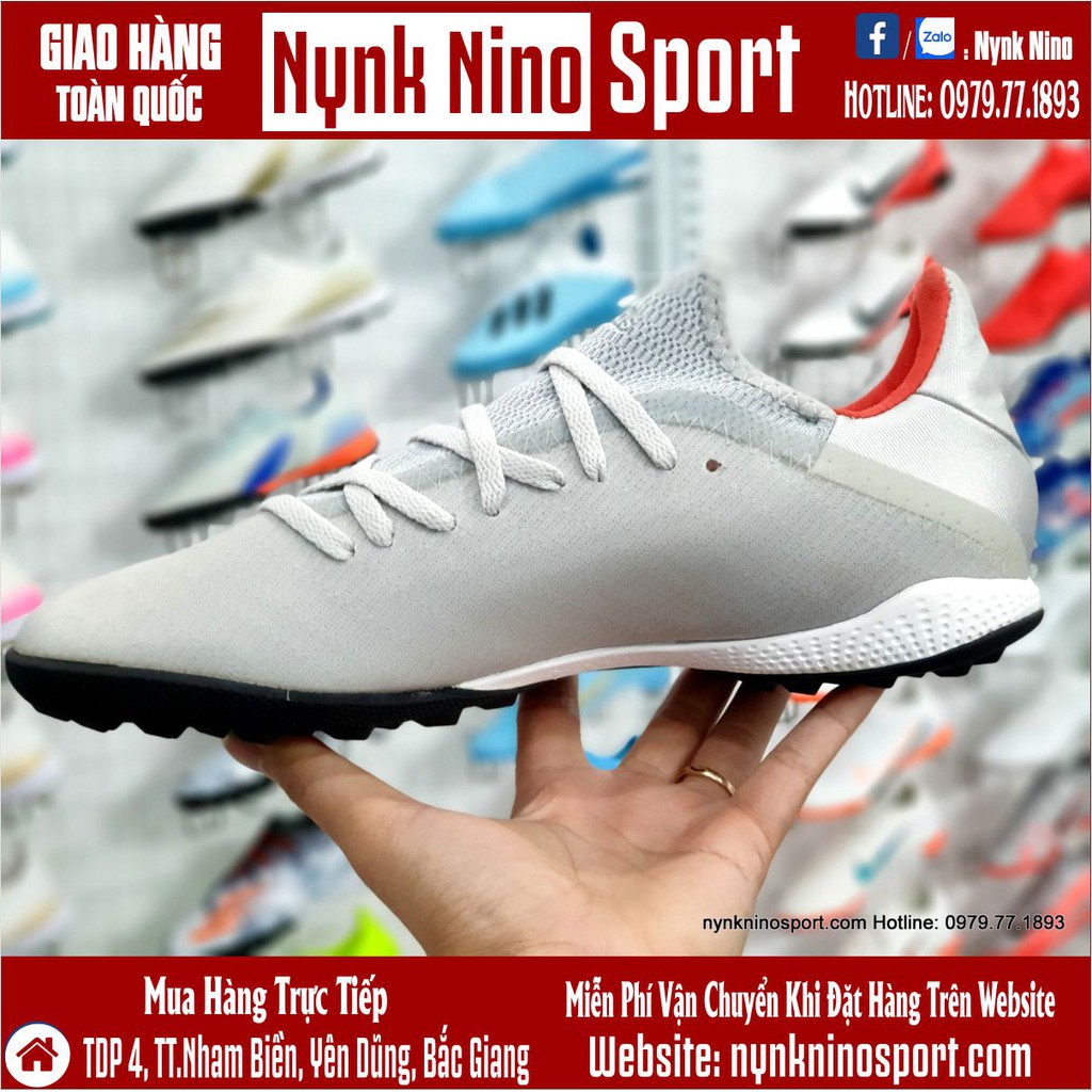 Giày Bóng Đá Adidas X 19.3 Trắng Bạc Vạch Đỏ HQ TF