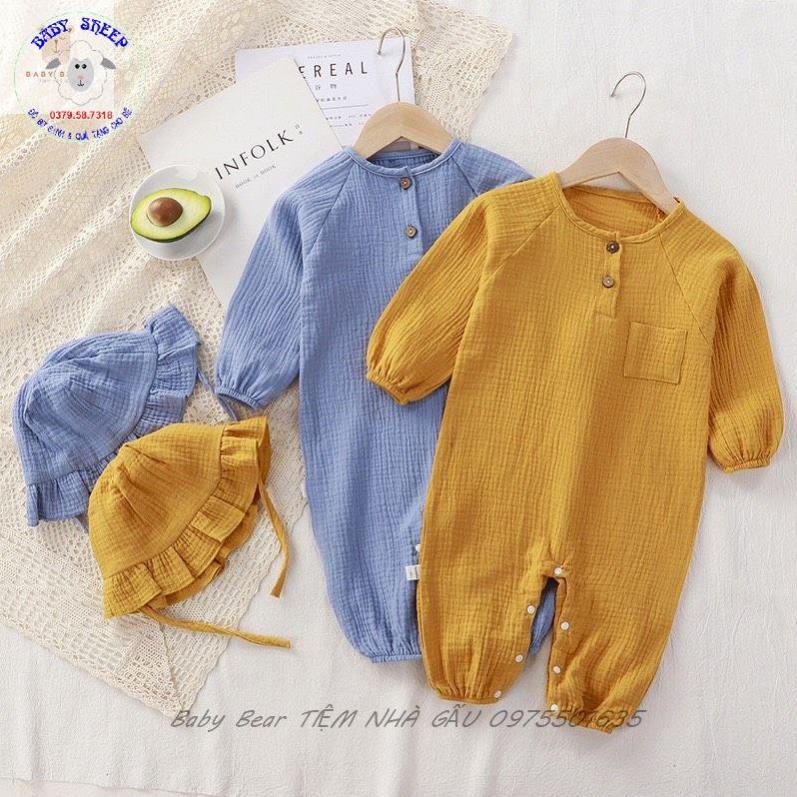 (TẶNG MŨ BÈO) Body Vải Xô  Muslin Màu Nhuộm Hữu Cơ An Toàn Đáng Yêu Cho Bé Gái từ 4-15kg BABY BEAR TIỆM NHÀ GẤU