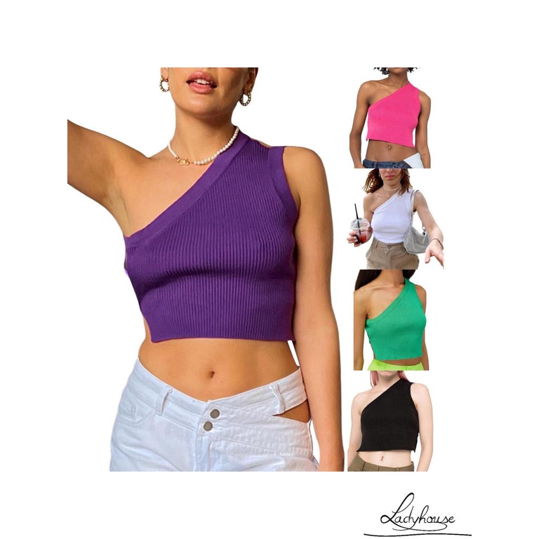 Áo Croptop Dệt Kim Hai Dây Màu Trơn Hở Lưng Size S / M / L