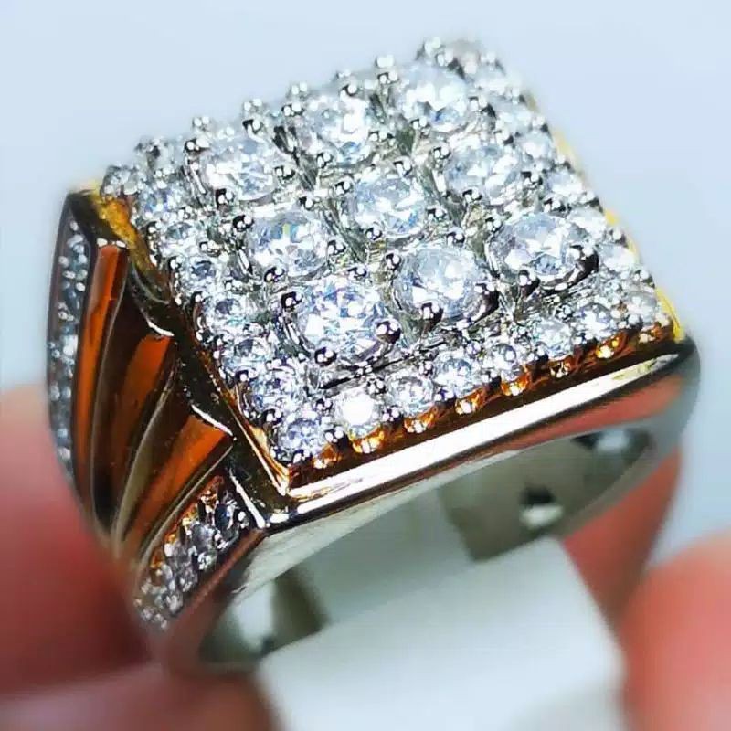 Nhẫn Mạ Vàng Trắng Đính Đá Zircon 9 Đôi