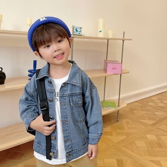 Áo khoác denim BXPB phong cách Hàn Quốc thời trang mùa thu cho bé 4-15 tuổi