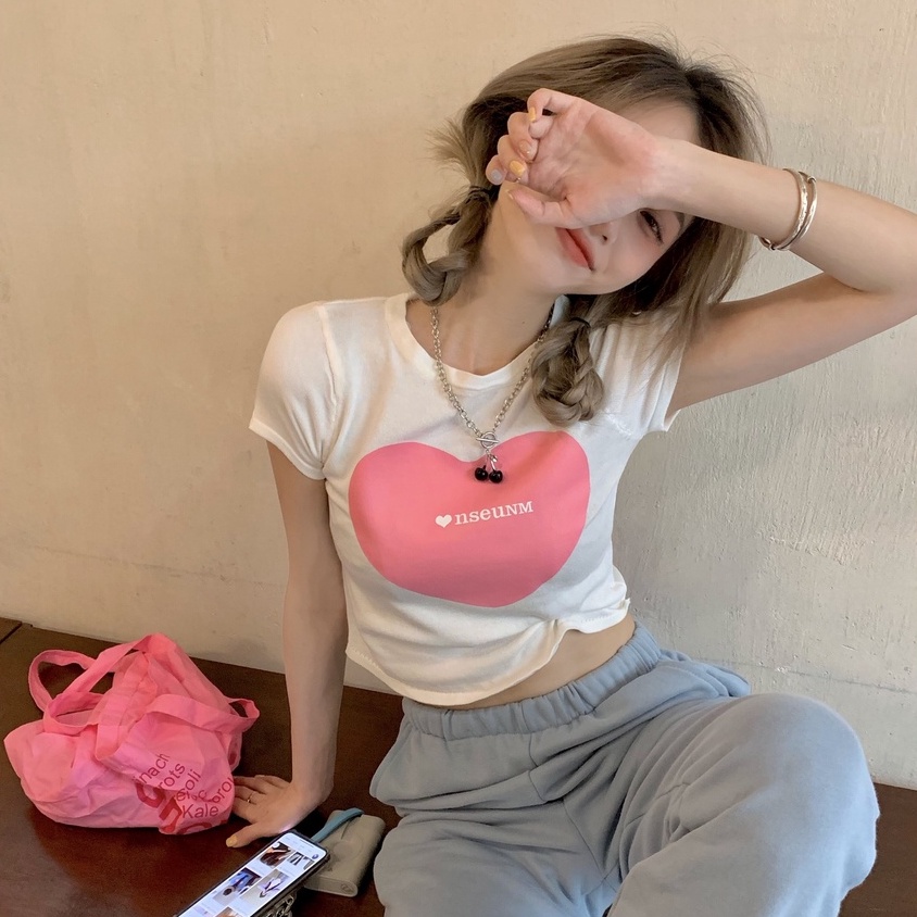 Áo thun ZHELIHANGFEI dáng ôm tay ngắn hở rốn quyến rũ thời trang dành cho nữ