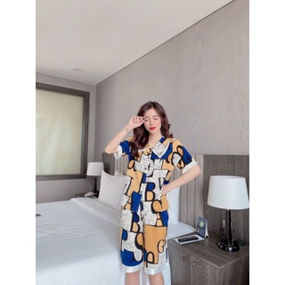 Bộ mặc nhà lụa mango cổ tiểu thư tay ngắn quần lửng
