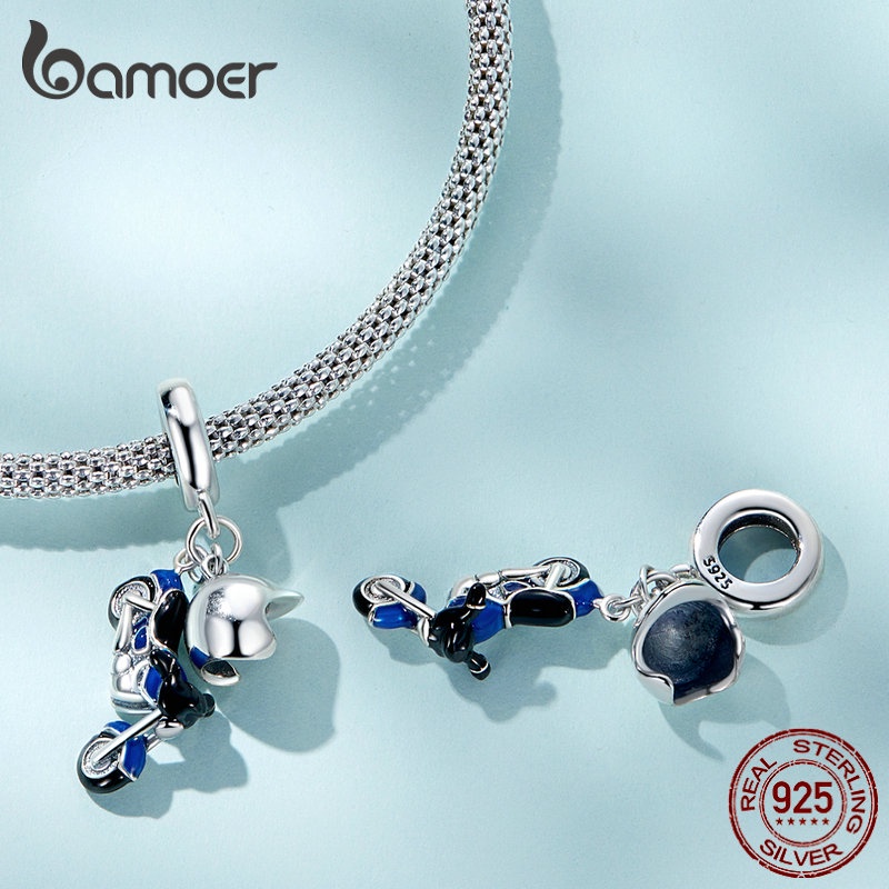 Hạt Charm bạc 925 Hình Xe Máy Bamoer