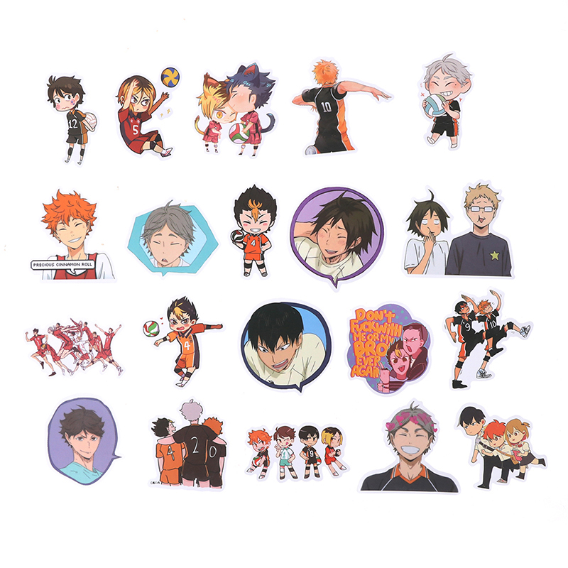 Bộ 50 Miếng Dán Pvc Chống Thấm Nước Hình Anime Haikyu