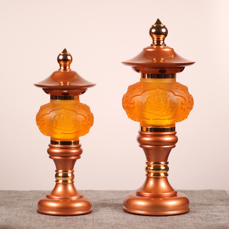 CẶP ĐÈN LED HOA LƯU LY THỜ CÚNG CAO CẤP