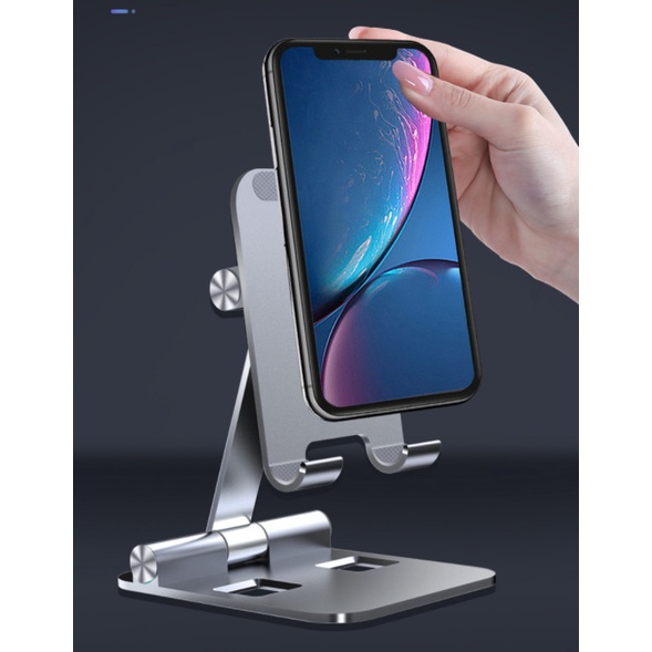 Giá đỡ điện thoại máy tính bảng tablet cho iPhone, iPad, Surface, Samsung M54 hợp kim nhôm, có thẻ gấp gọn