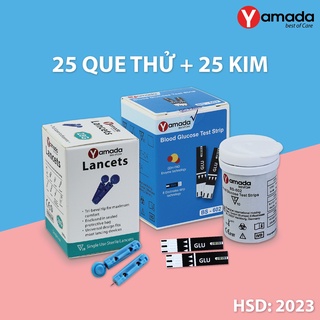 Hộp 25 que thử tiểu đường yamada tặng kèm 25 kim cho máy đo đường huyết - ảnh sản phẩm 1