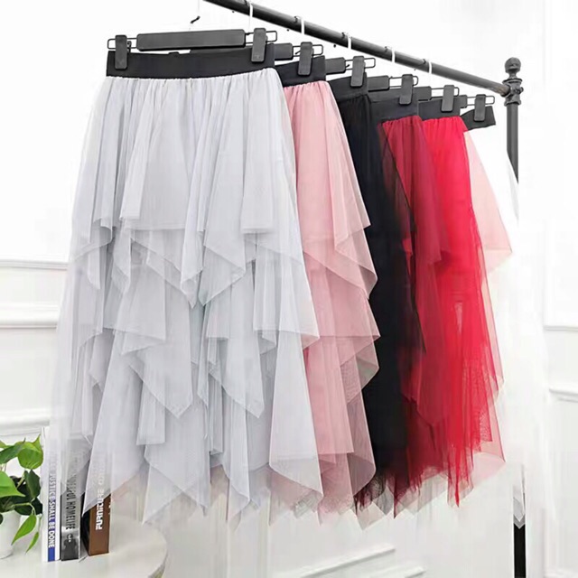 Chân váy lưới 2 lớp from dài đuôi phối sole_chân váy xinh | BigBuy360 - bigbuy360.vn