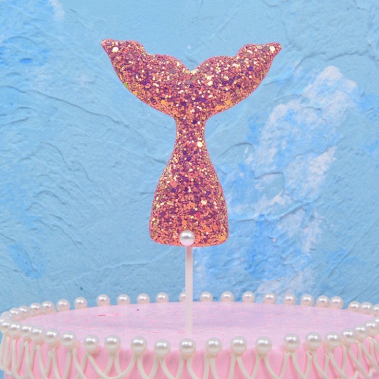 Que cắm đuôi cá trang trí bánh kem, trang trí bánh sinh nhật