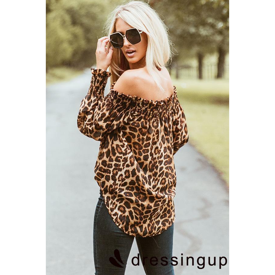 Áo Nữ Tay Dài In Họa Tiết Da Báo Thời Trang