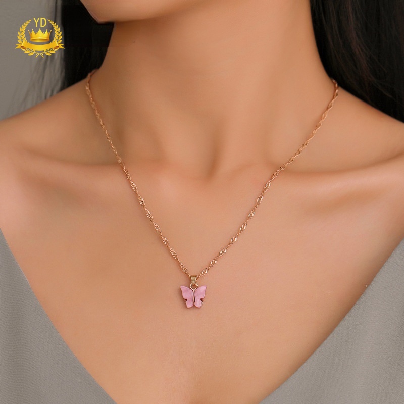 Vòng cổ Mặt Bươm Bướm Bằng Acrylic Nhiều Màu Xinh Xắn Cho Nữ
