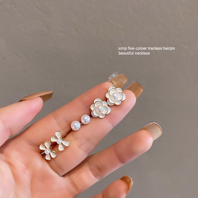 Bông Tai Bạc 925 Hình Hoa Đính Ngọc Trai Phong Cách Hàn Quốc Thời Trang