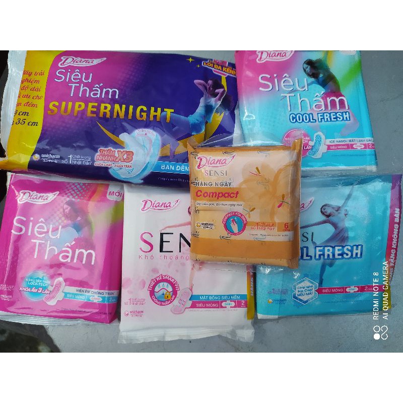 Băng vệ sinh Diana, set băng vệ sinh tặng kèm túi dex thương