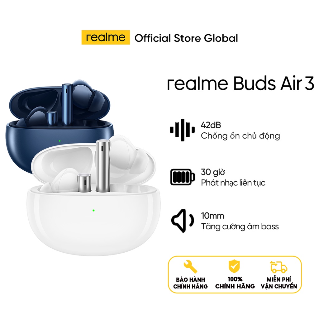 Tai Nghe Bluetooth realme Buds Air 3 Chống ổn chủ động - BẢO HÀNH CHÍNH HÃNG