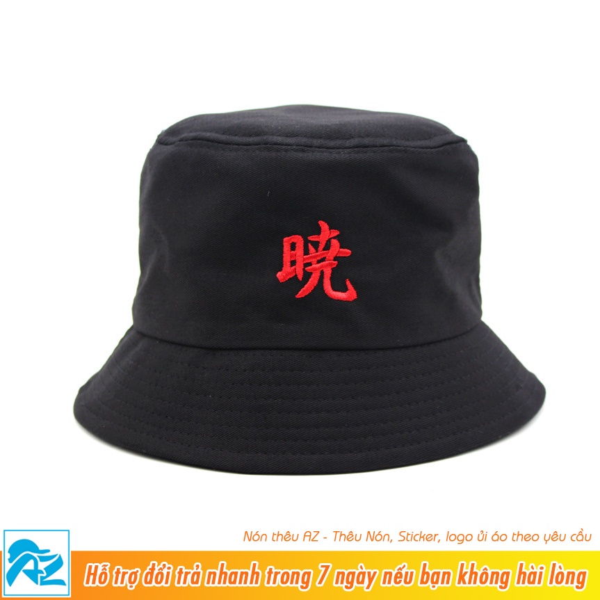 [Mã FAMARAL1 giảm 10K đơn 50K] Mũ bucket thêu logo naruto sasuke gaara - màu trắng và đen MT586