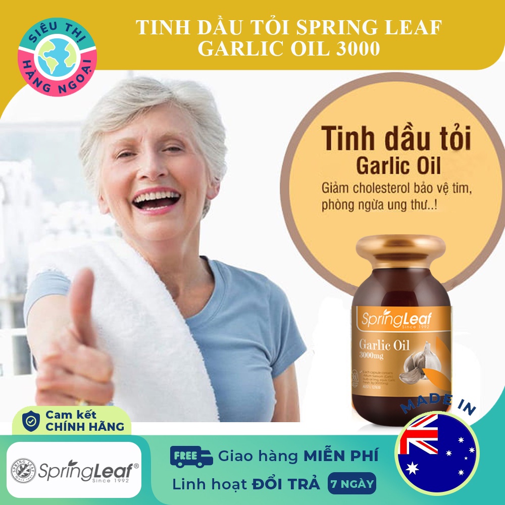 Tinh dầu tỏi Garlic oil Spring Leaf 360 viên của Úc Tăng đề kháng;tránh cảm cúm;trẻ hóa;ngừa ung thư;đầy hơi]