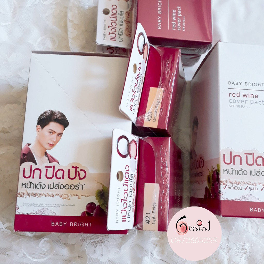 [NEW] Phấn Phủ Baby Bright Red Wine Cover Pact Cho Da Trắng Sáng SPF 30 PA++