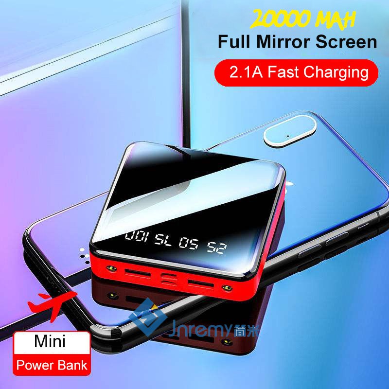 Pin sạc dự phòng 20000mAh mặt gương nhỏ gọn hỗ trợ sạc nhanh thích hợp cho điện thoại iPhone Xiaomi