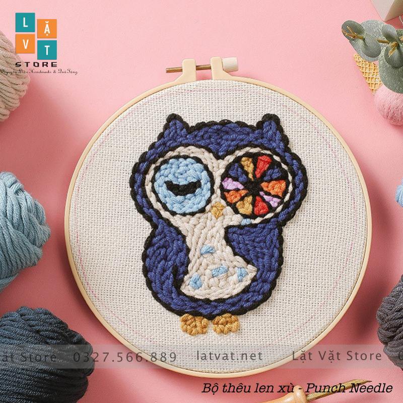 Bộ Len Xù Cú Sắc Màu - Punch Needle có hướng dẫn cơ bản, tranh decor làm quà tặng