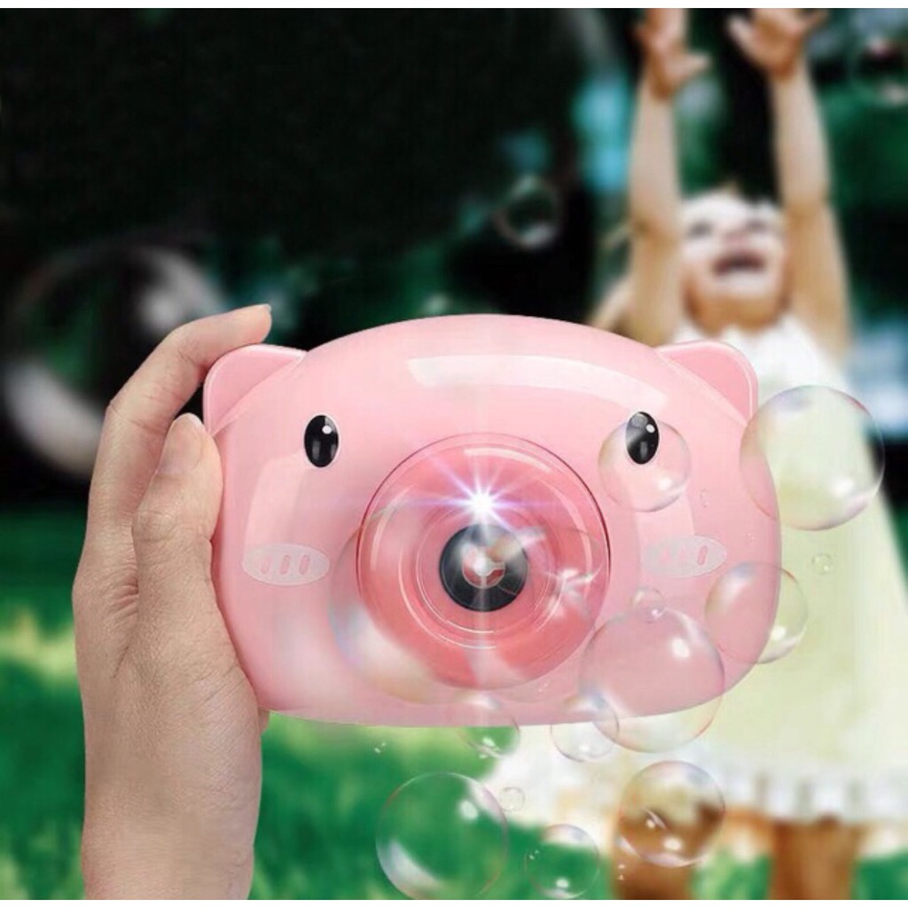 Máy chụp ảnh bắn bong bóng hình heo con đáng yêu