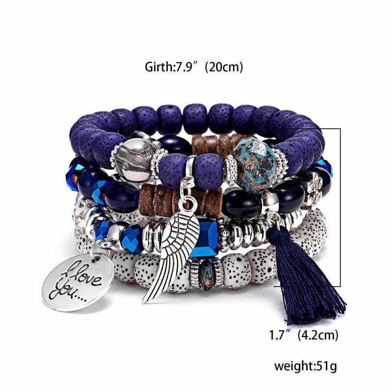 Vòng đeo tay Gmai chuỗi hạt đá nhiều lớp phong cách Boho ấn tượng