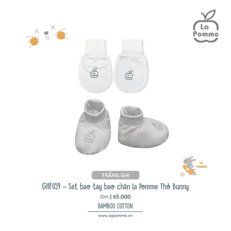 Phụ kiện sơ sinh bao tay chân, mũ, yếm set bunny thỏ