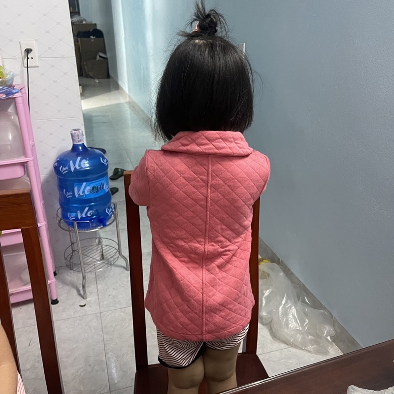 Áo khoác bé gái Junk 1-8 tuổi  Áo nỉ cotton mỏng vân trám mềm xuất dư 1022