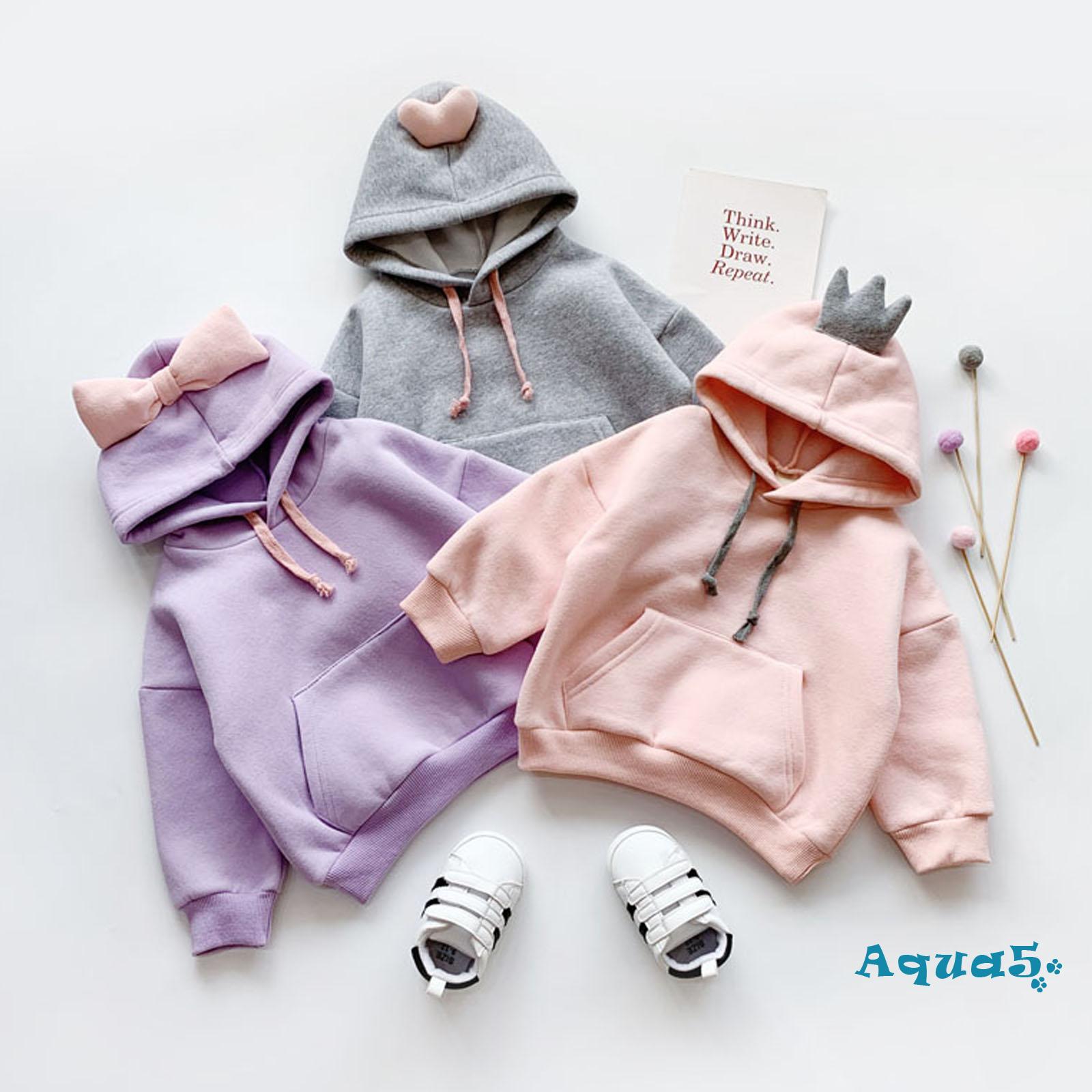 Áo Hoodie Tay Dài Màu Trơn Trẻ Trung Cho Bé