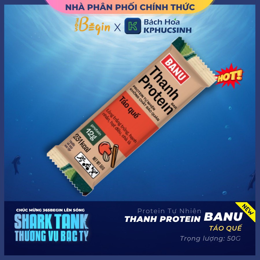 Combo 3 bánh ăn kiêng giảm cân protein banu 365 Begin 50gx3 KPHUCSINH - Hàng Chính Hãng