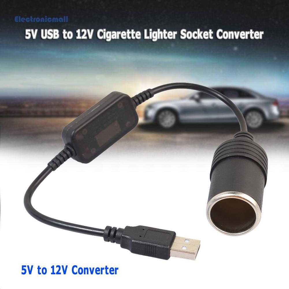 Tẩu sạc chuyển đổi phích cắm 5V USB sang phích cắm bật lửa 12 V cho xe hơi