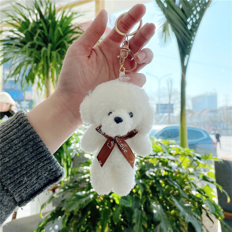 Móc Khóa Gấu Bông Đeo Nơ Nhiều Màu Siêu Cute