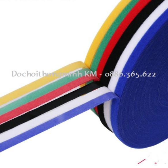 Dây dán dính Velcro, dây đa năng buộc gọn tái sử dụng bản rộng 1cm nhiều màu