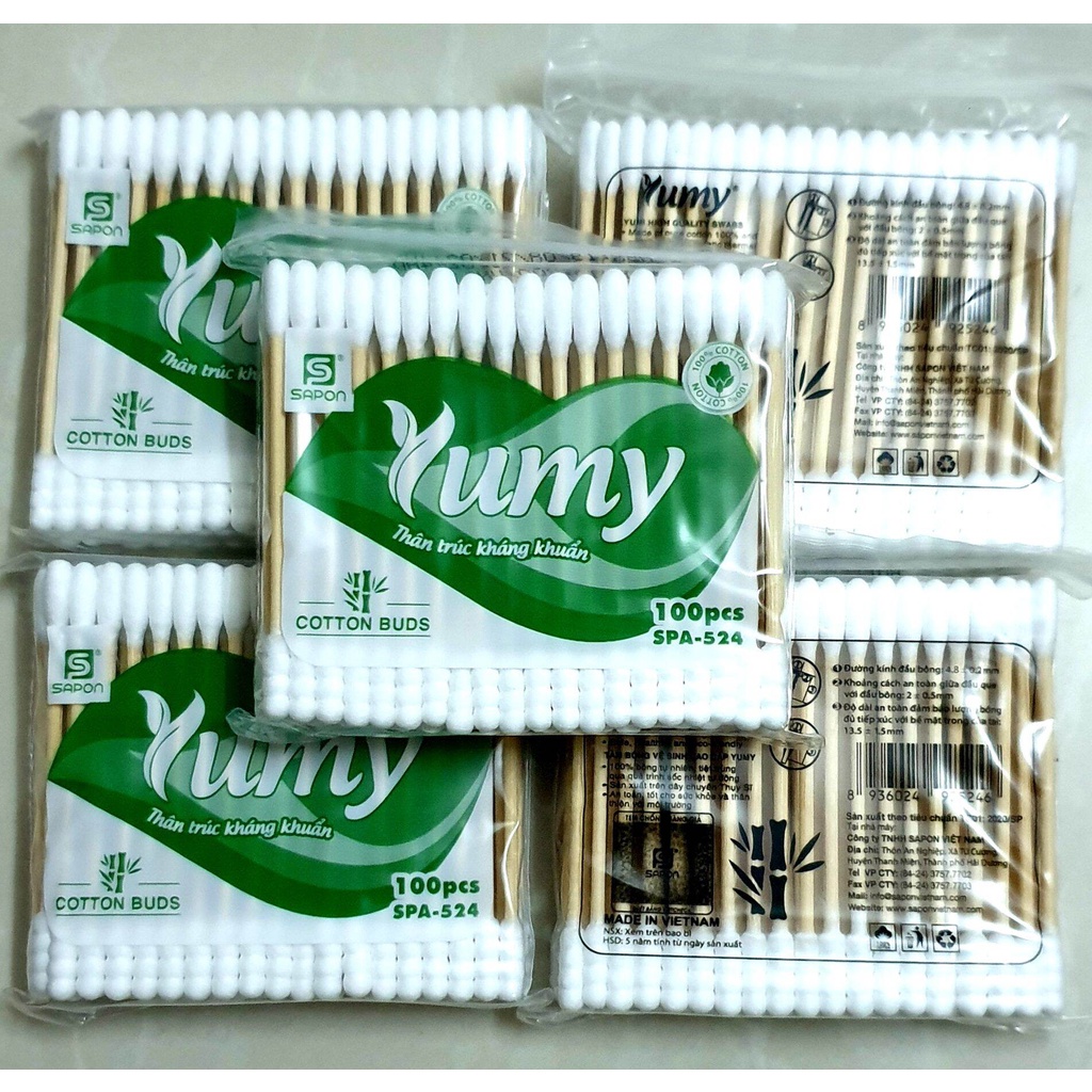 Bông tăm thân gỗ kháng khuẩn YUMY_100 cây.