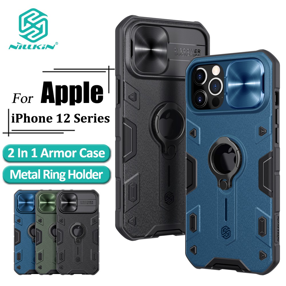 Ốp Điện Thoại Nillkin CamShield Armor Cho iPhone 12 / 12 Pro / 12 Pro Max Có Miếng Trượt Bảo Vệ Camera + Nhẫn Đỡ