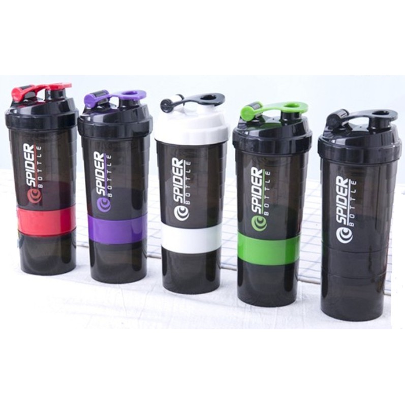 Bình lắc tập gym 500ml, chuyên gym, có khay bột whey, bình shaker