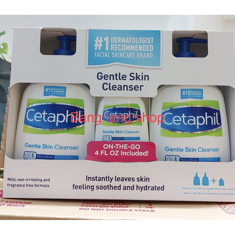 Set sữa rửa mặt CETAPHIL Gentle Skin Cleanser (Set 3 chai: 2 chai 591ml + 1 chai 118ml)