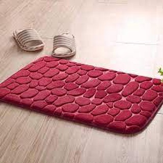 Thảm nỉ chùi chân họa tiết 3D vân đá 40x60 cm