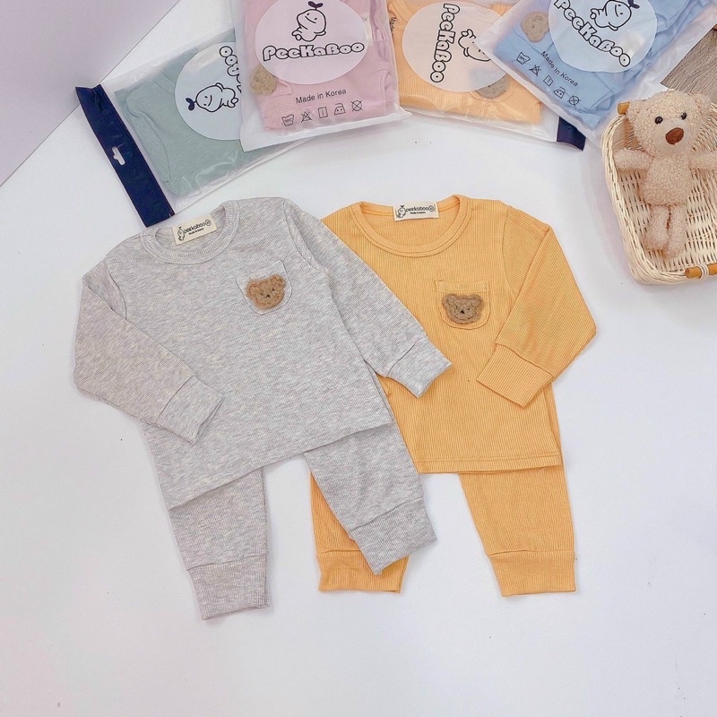 Bộ len gân tăm Pekapoo túi gấu xù