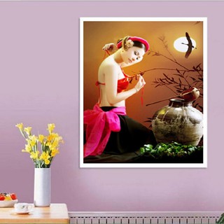 50*64CM TRANH ĐÍNH ĐÁ CÔ GÁI DƯỚI TRĂNG TRANH CHƯA ĐÍNH LV226