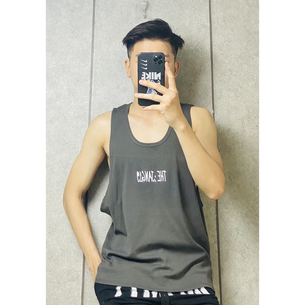 Áo Tank -Top Nam Hở Sườn Đuôi Tôm Chất Liệu Cotton Thương Hiệu Jang19
