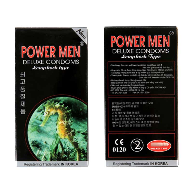 Combo 3 hộp bao cao su gân gai, kéo dài quan hệ Power Men Longer Plus,  Ngọc Trai và Long Shock Type 36 chiếc