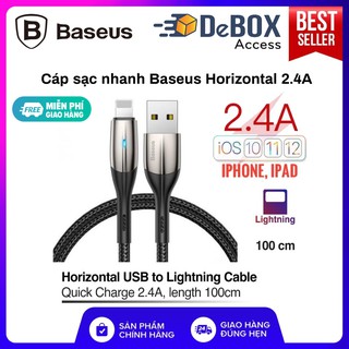 Cáp sạc tốc độ cao Baseus Horizontal Lightning dài 1m cho iPhone/ iPad 2.4A – Hãng phân phối chính thức