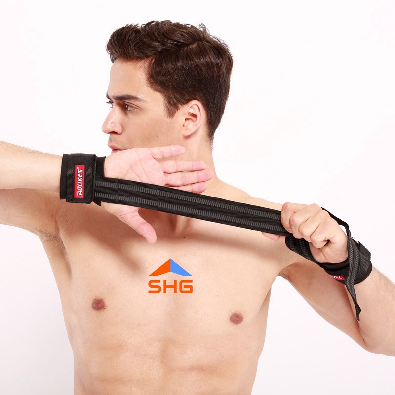 DÂY KÉO LƯNG (STRAPS) AOLIKE PHIÊN BẢN KHÓA DÁN, HỖ TRỢ TẬP GYM CAO CẤP, VẢI DỆT DÀY DẶN