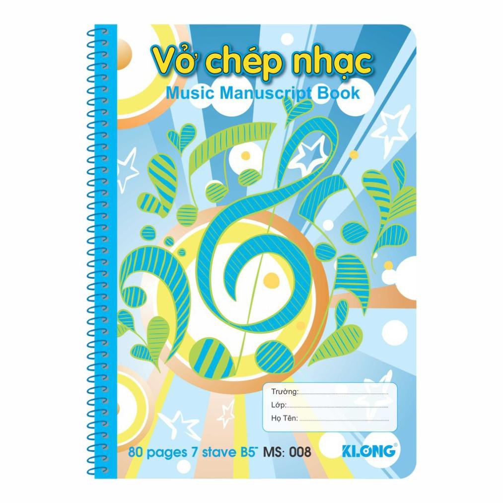 Vở chép nhạc lò xo Klong - 80 trang; Ms 008